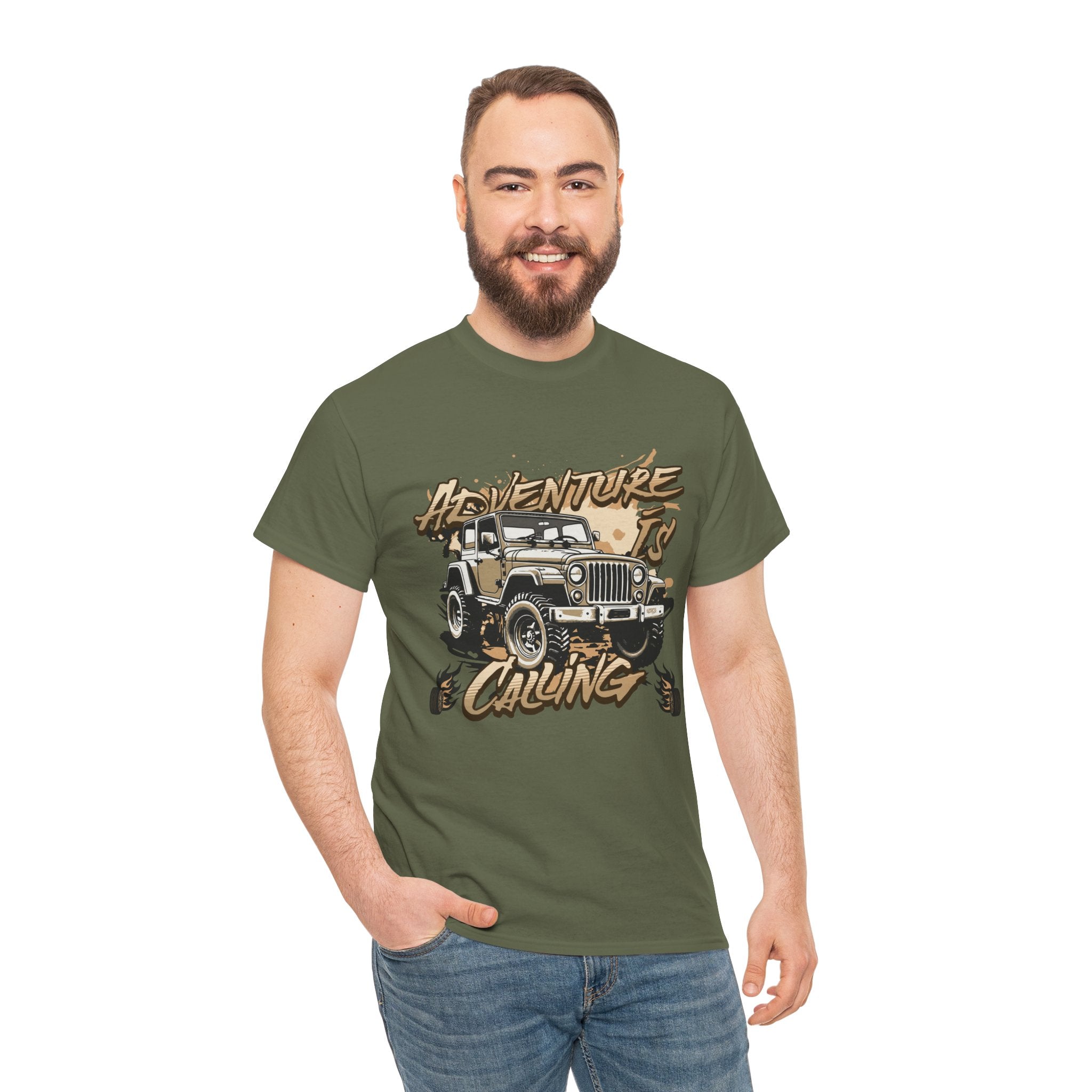 Adventure Is Calling Jeep T-Shirt - Vintage Off-Road Graphic Tee