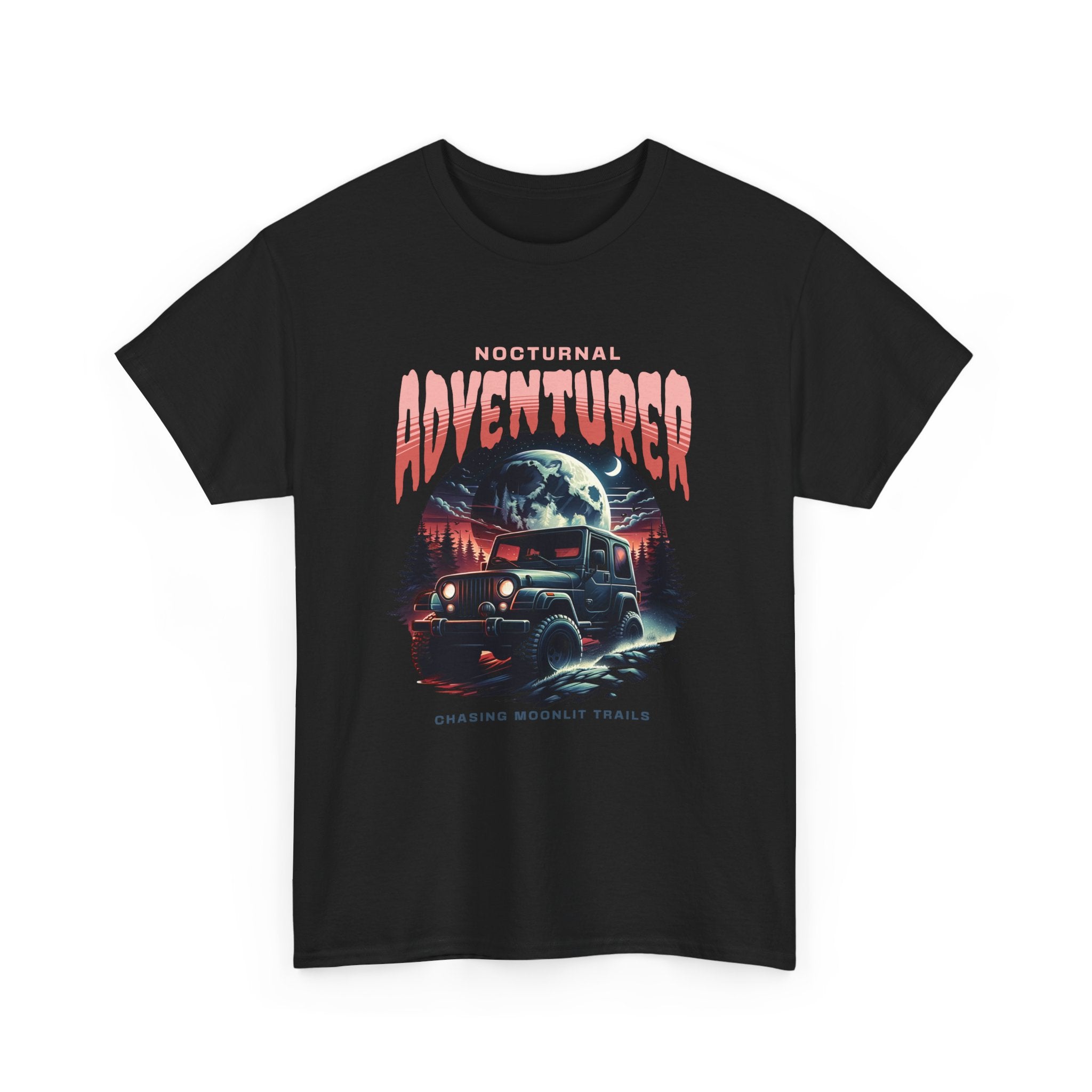 Nocturnal Adventurer Jeep T-Shirt - Chasing Moonlit Trails Night Off-Road Tee