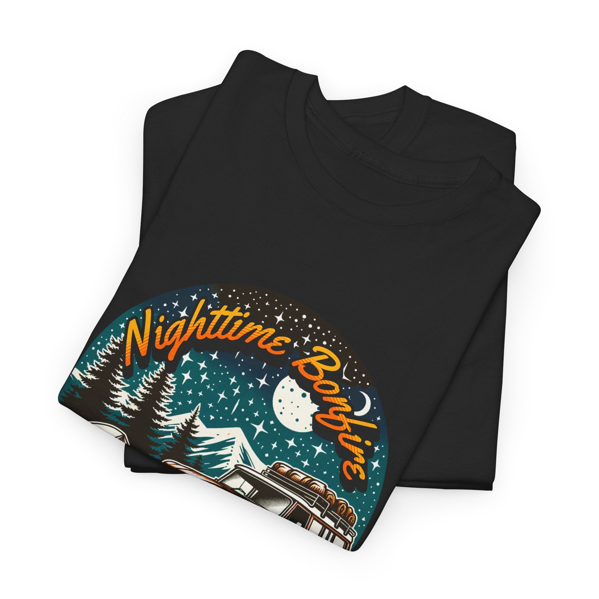Nighttime Bonfire Jeep Camp T-Shirt - Campfire Comfort Starry Night Camping Adventure Tee