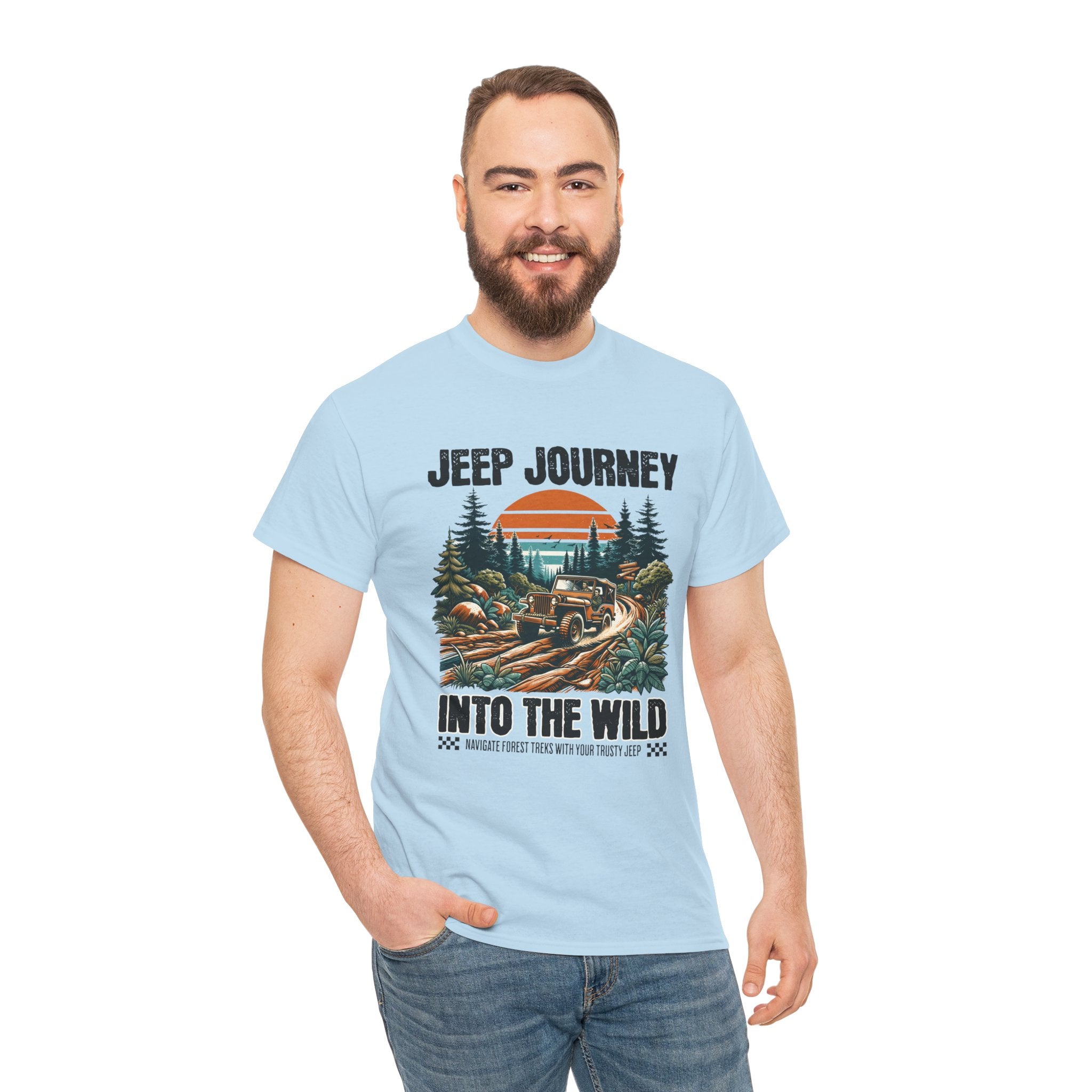Into The Wild Jeep T-Shirt - Vintage Sunset Adventure Off-Road Graphic Tee