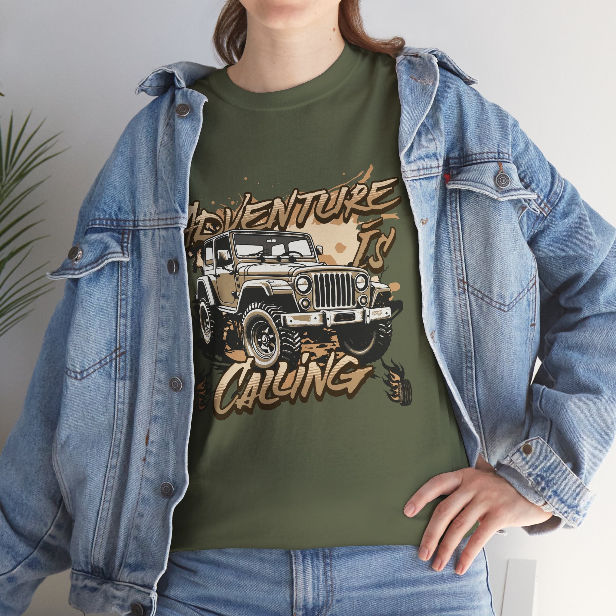 Adventure Is Calling Jeep T-Shirt - Vintage Off-Road Graphic Tee
