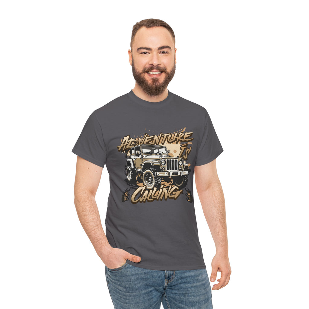 Adventure Is Calling Jeep T-Shirt - Vintage Off-Road Graphic Tee