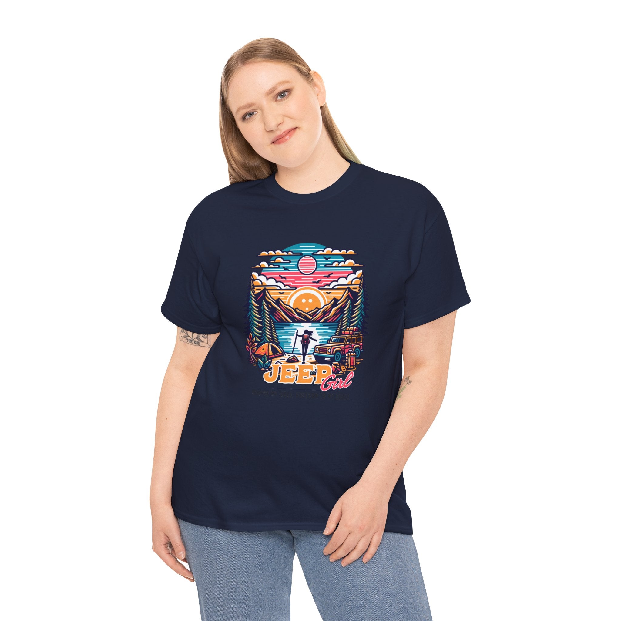 Jeep Girl T-Shirt - Mud On My Tires Freedom In My Soul Adventure Lake Sunset Tee