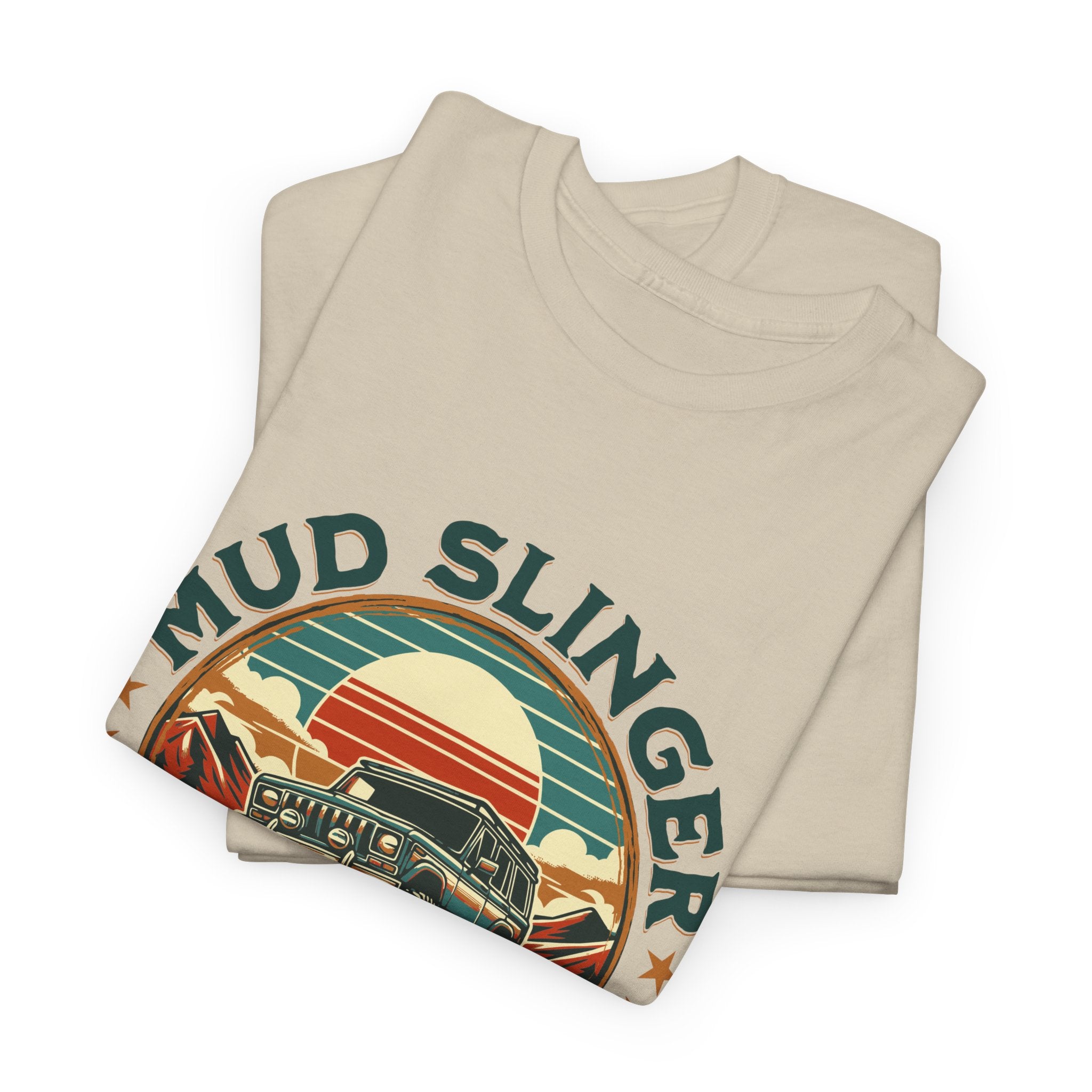 Mudslinger Gettin Dirty Jeep T-Shirt - Off-Road Mudding Sunset Adventure Badge Tee