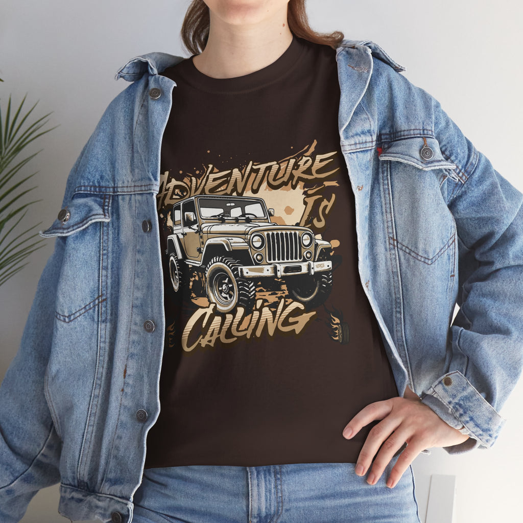 Adventure Is Calling Jeep T-Shirt - Vintage Off-Road Graphic Tee