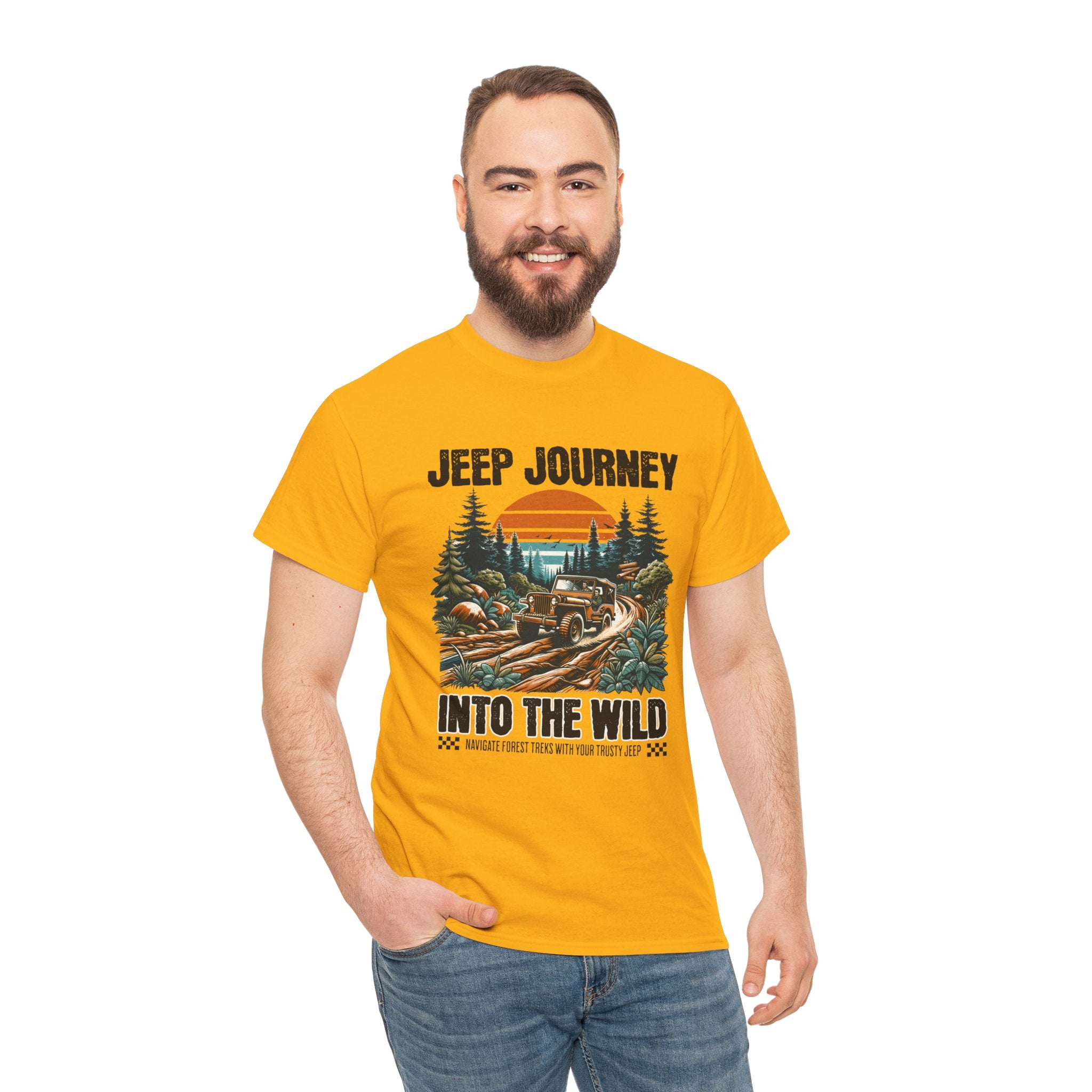 Into The Wild Jeep T-Shirt - Vintage Sunset Adventure Off-Road Graphic Tee