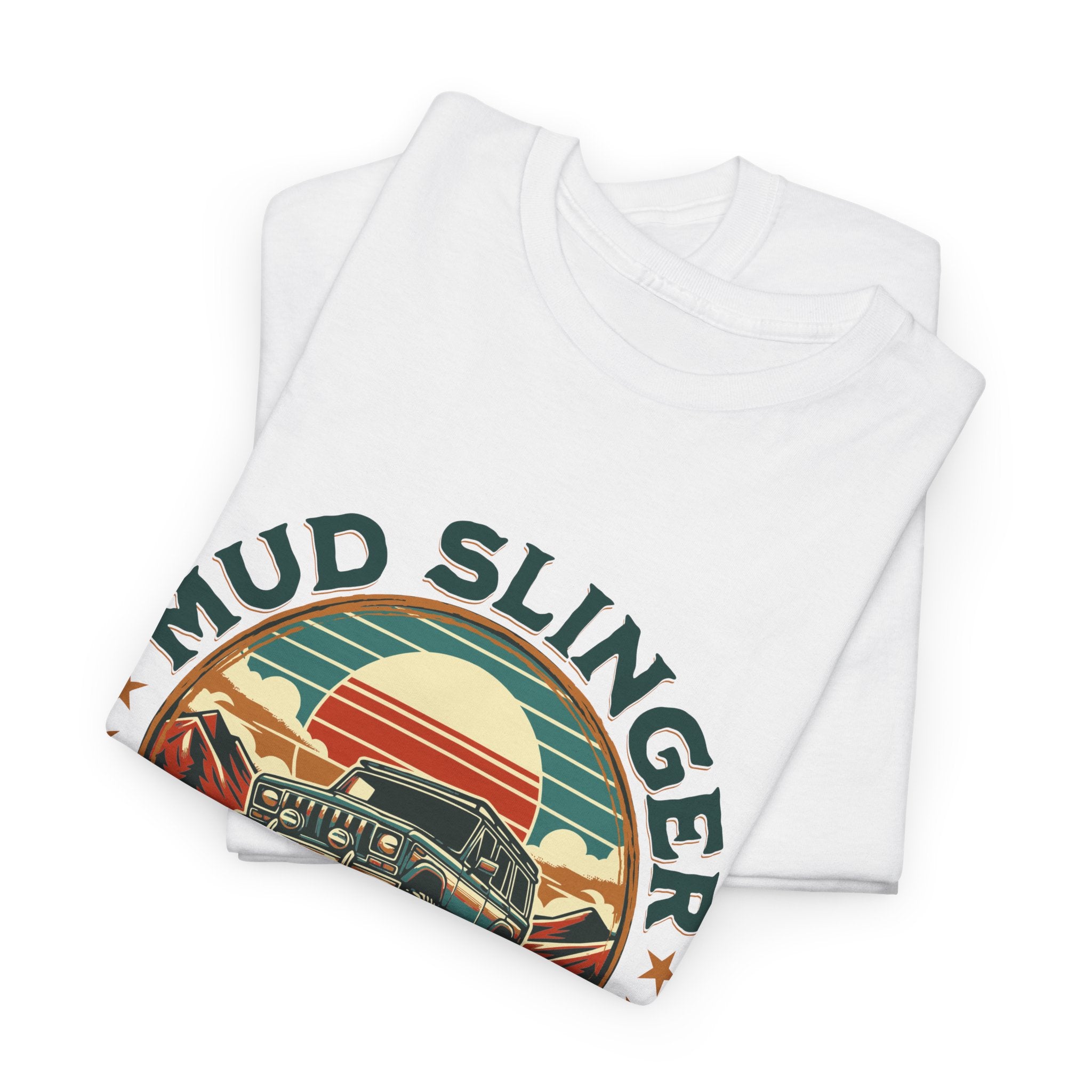 Mudslinger Gettin Dirty Jeep T-Shirt - Off-Road Mudding Sunset Adventure Badge Tee