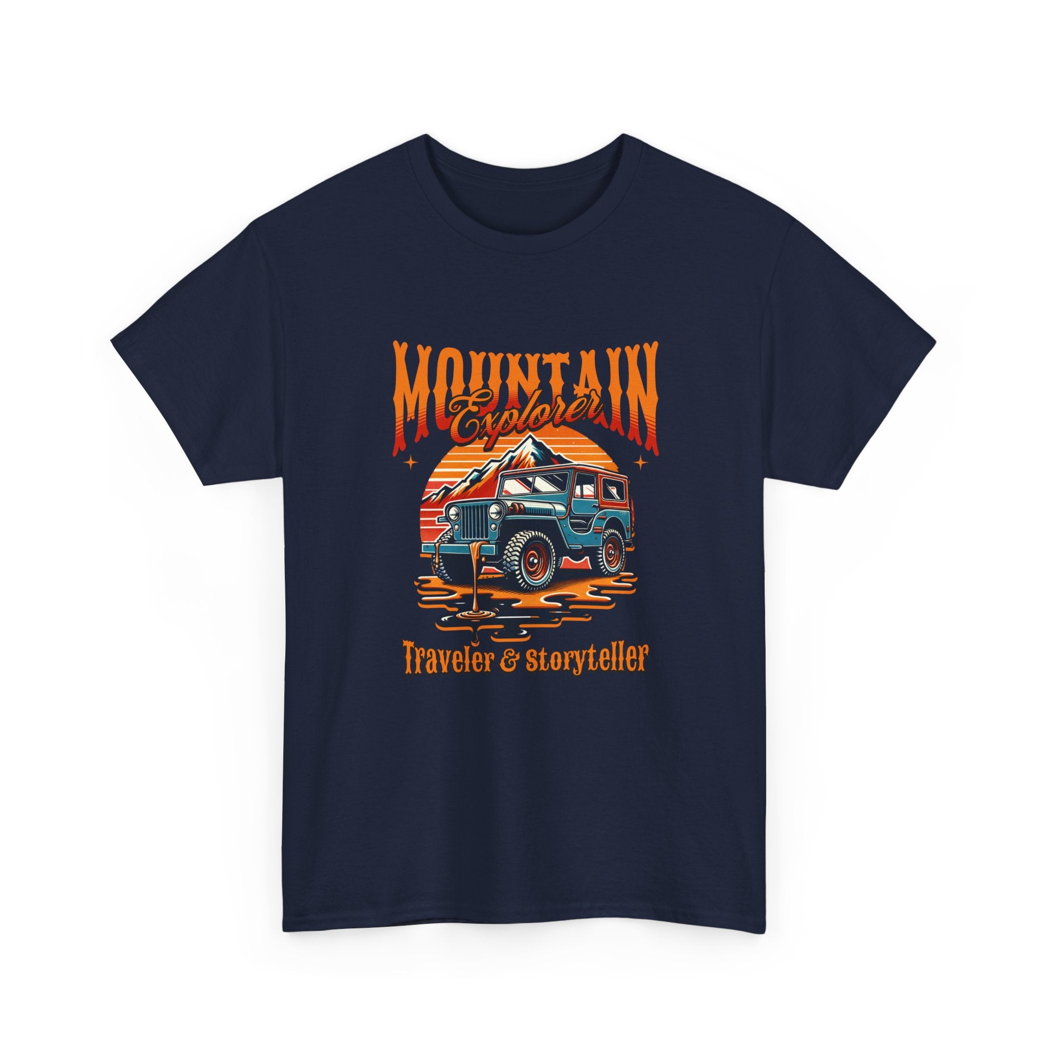 Mountain Explorer Jeep T-Shirt - Traveler And Storyteller Vintage Adventure Sunset Tee