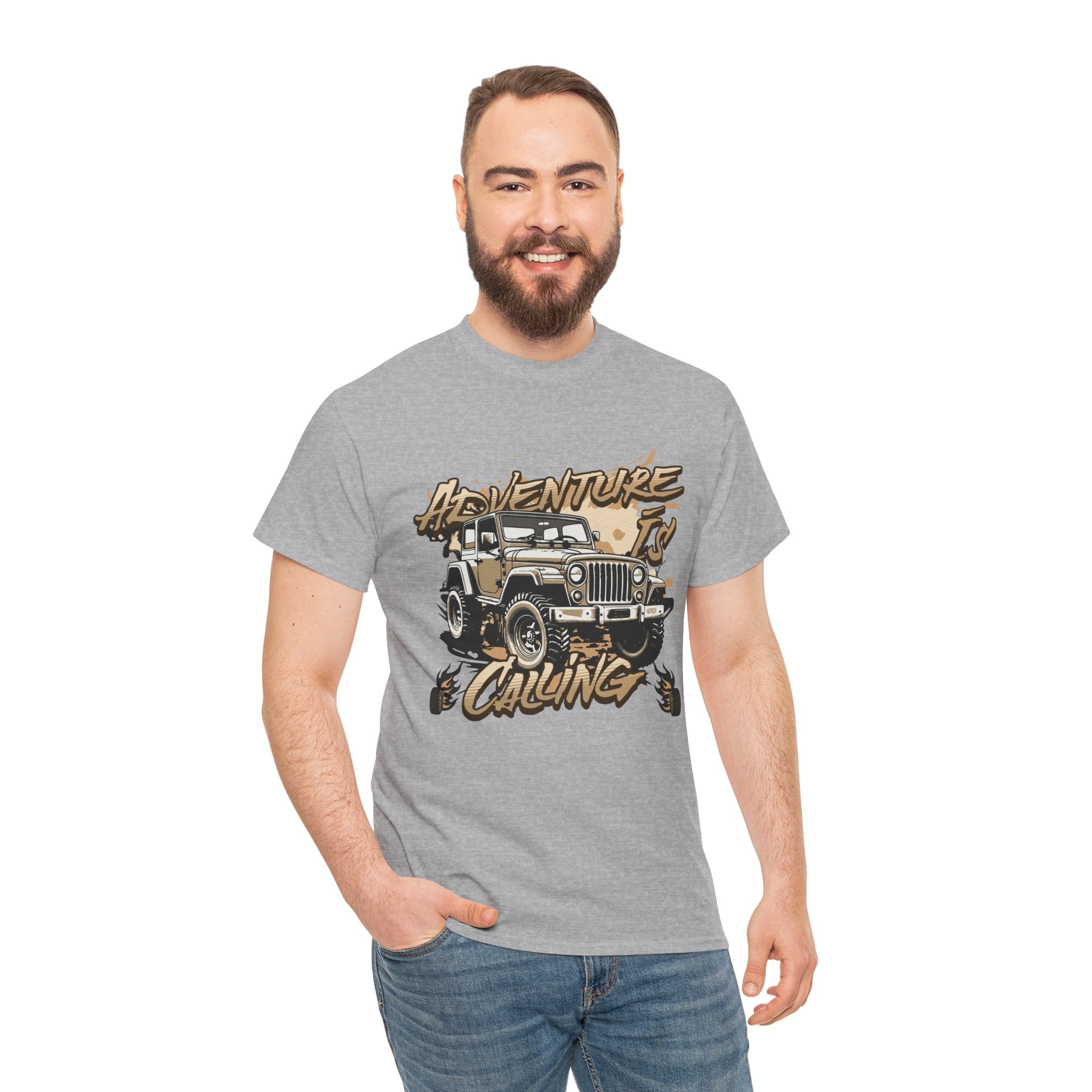 Adventure Is Calling Jeep T-Shirt - Vintage Off-Road Graphic Tee