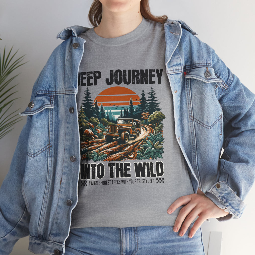 Into The Wild Jeep T-Shirt - Vintage Sunset Adventure Off-Road Graphic Tee