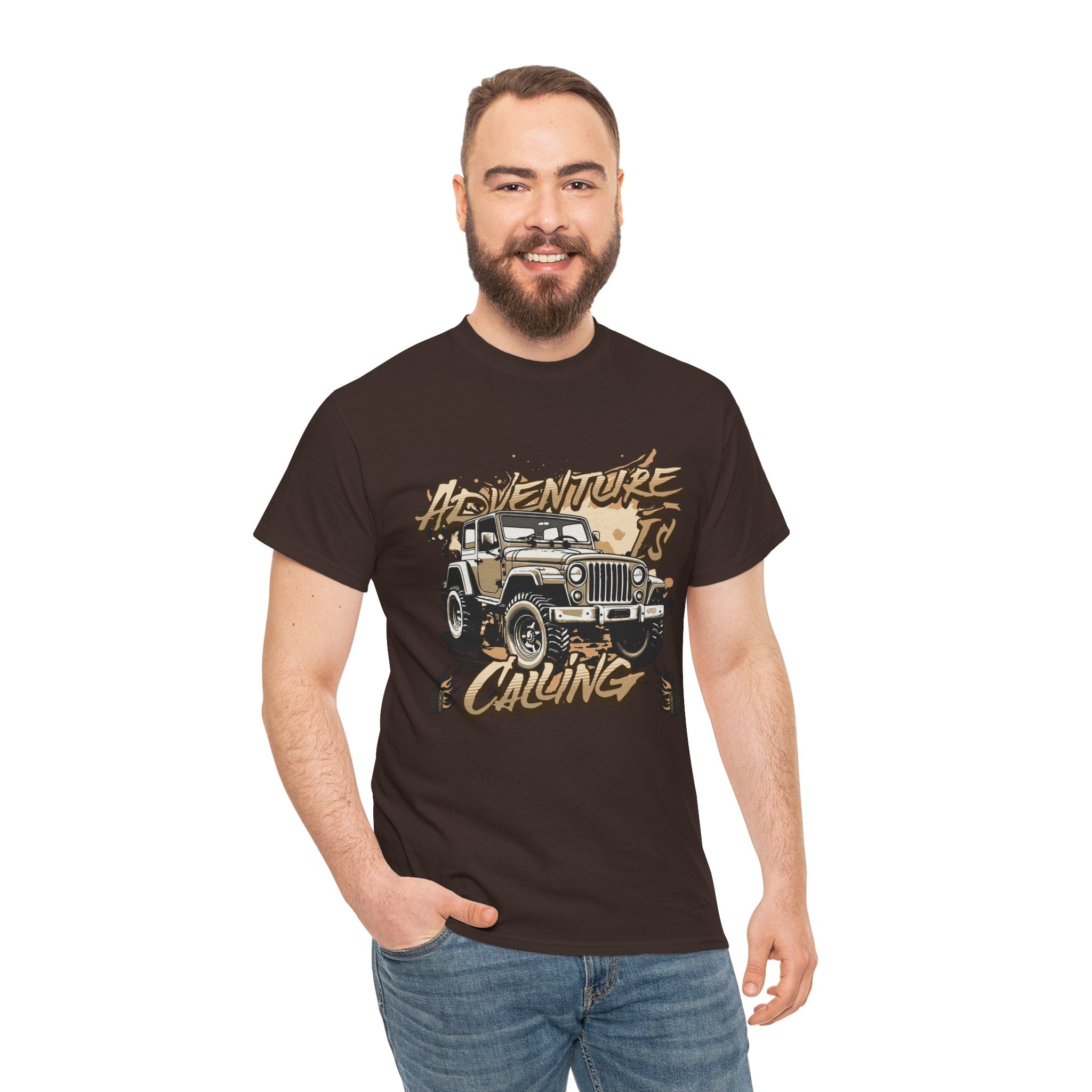 Adventure Is Calling Jeep T-Shirt - Vintage Off-Road Graphic Tee